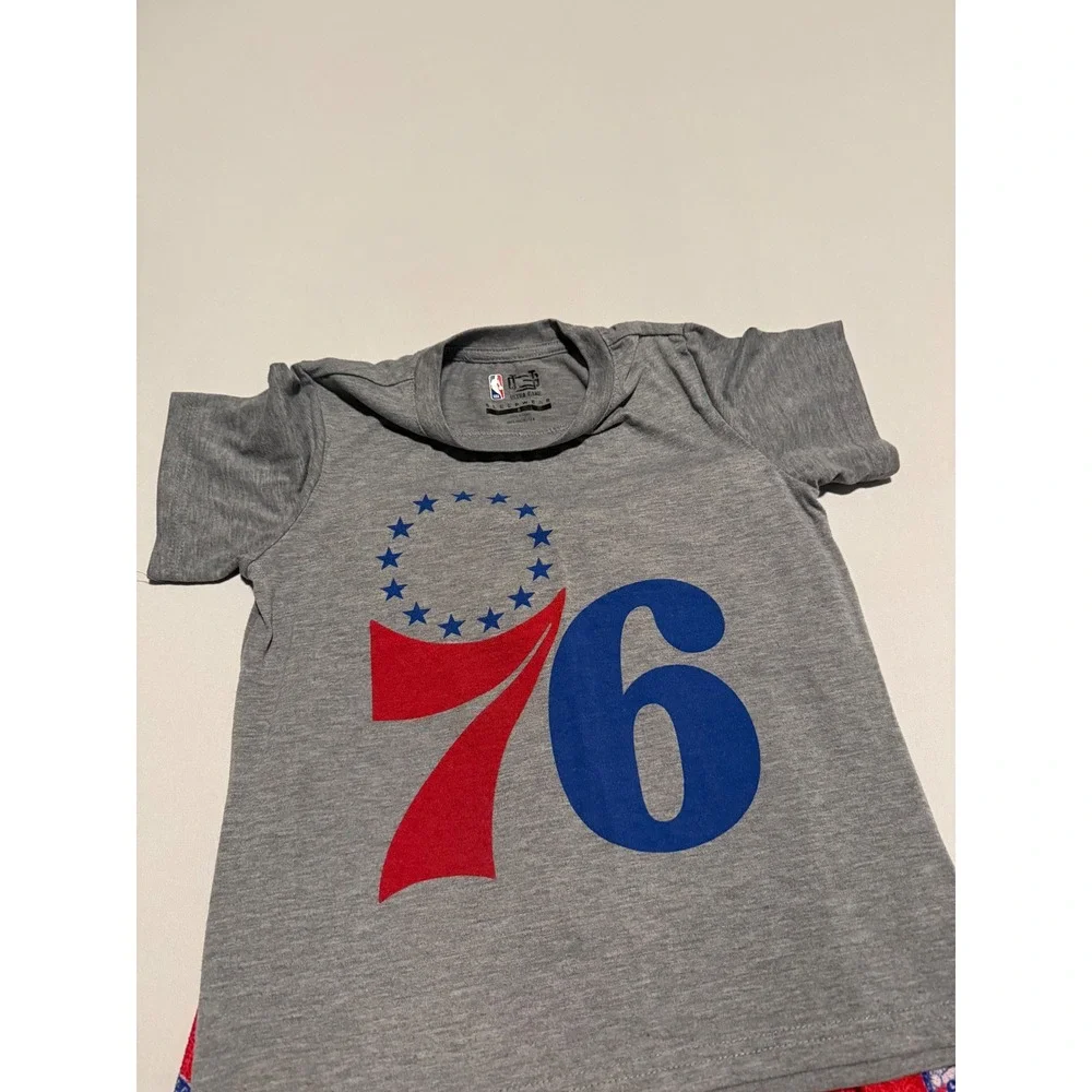 NBA Philadelphia 76ers Youth Pajama Set Ultra Game Gray Red Size 8 Kids PJs